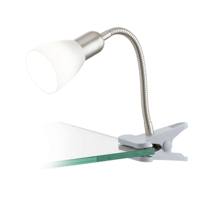 Clip-Lamp/1 Nickel-M/White 'Dakar 3'